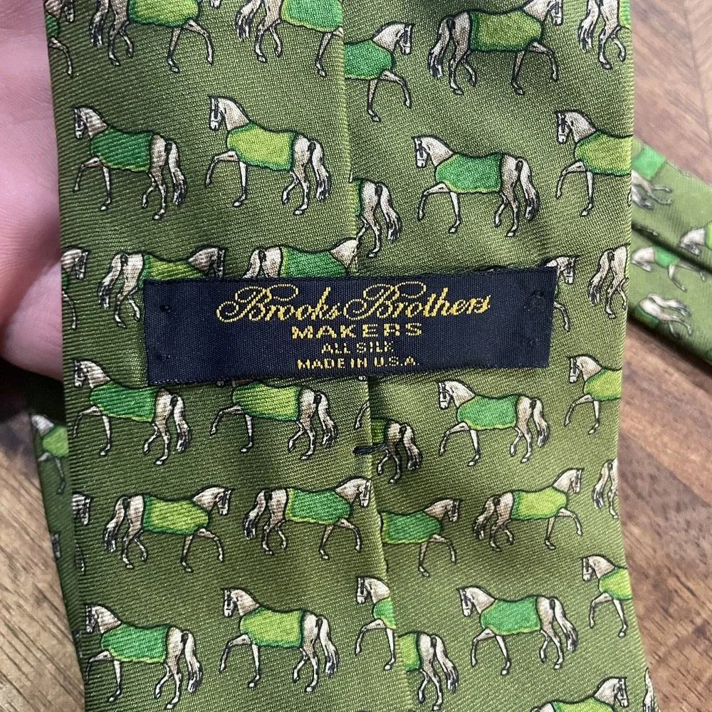 Brooks Brothers Tie Makers Silk Horse Print‎ Necktie USA Made Vintage